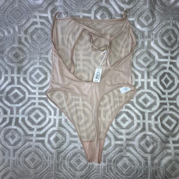 Aerie SMOOTHEZ by AERIE SHEER Mesh BODYSUIT Thong‎ size L NWT Adjustable Straps - Picture 4 of 8